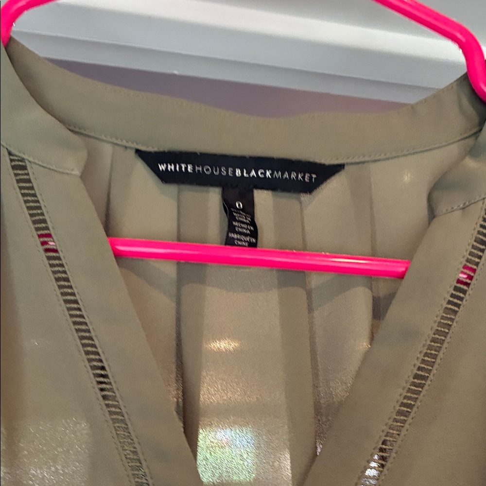 White House Black Market Sage Blouse with Lace-Up Detail - Picture 4 of 6